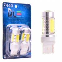 Светодиодная автомобильная лампа DLED W21W - 7440 9,5W + Линза CREE (2шт.)